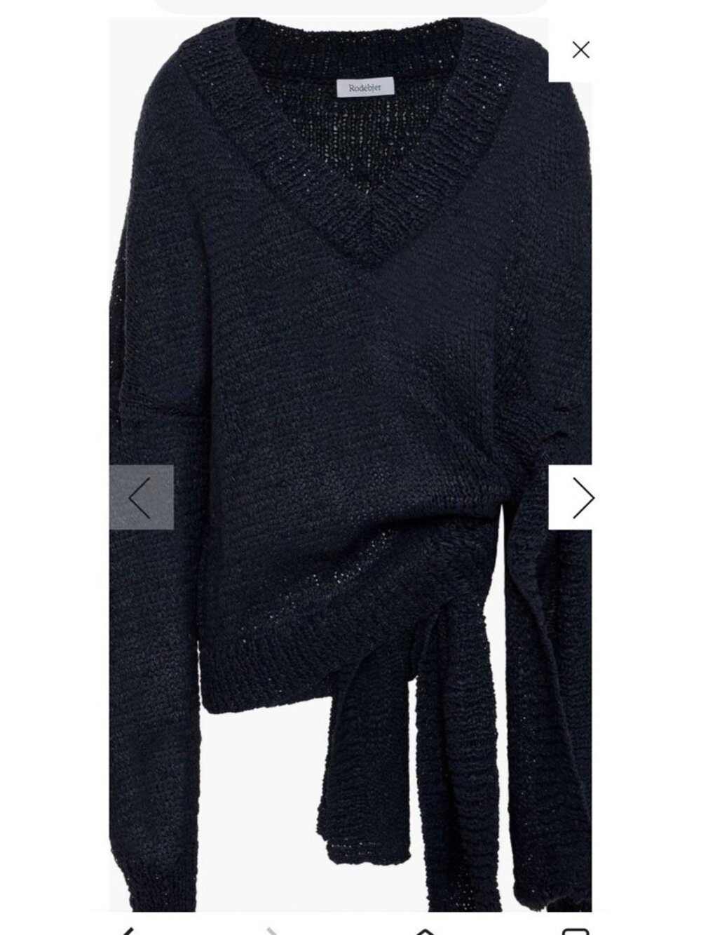 Rodebjer Knotted Open-Knit Sweater Womens XS V-neck Side-Tie Detail Long Sleeve - Picture 4 of 16
